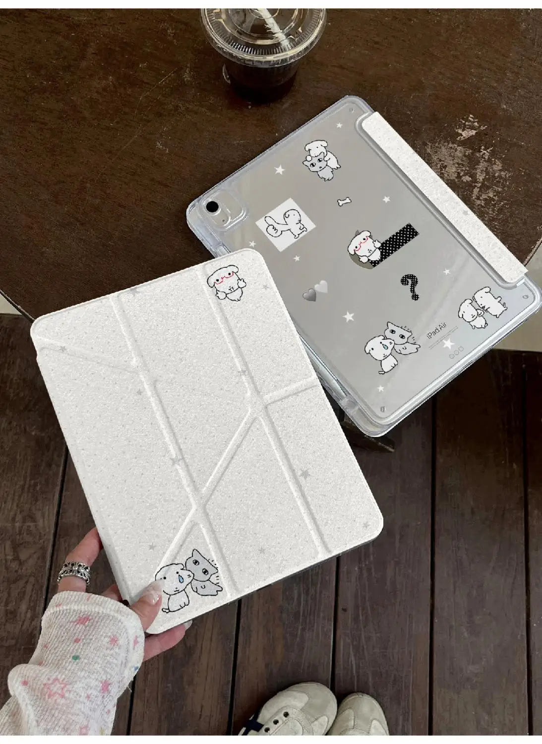 Ins Cute Little Dog White Tablet Case For iPad pro10/11/2020/6th/7th /8th /Air 3rd/Air 4th/9th Air 5th Air 11 MINI 3Y-Fold Cover