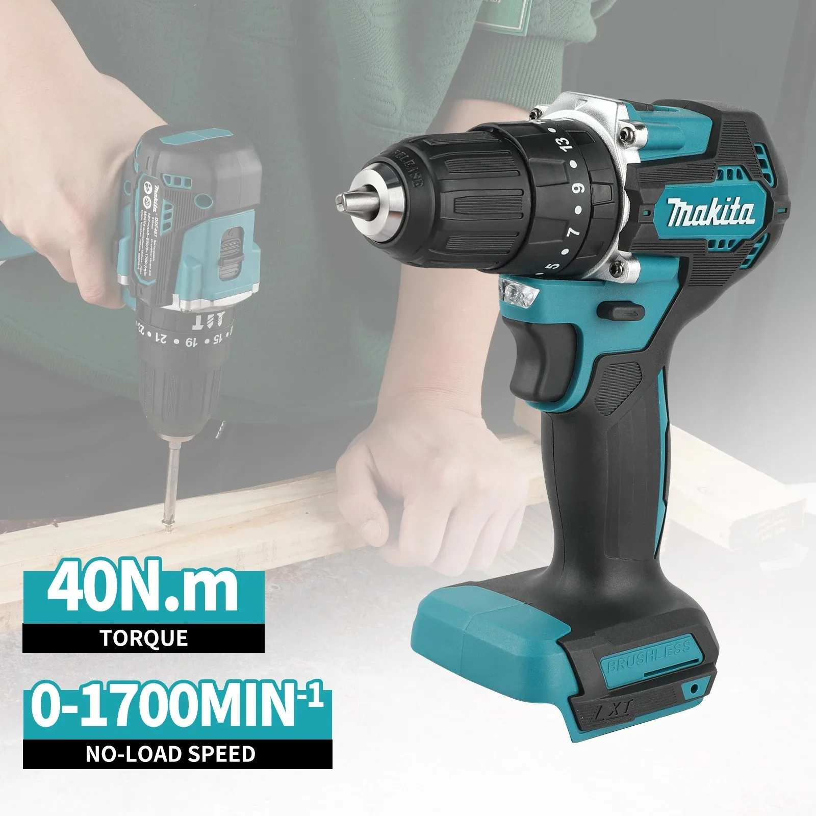 

Makita 18V Battery DDF487 10MM Screwdriver Brushless Electric Drill Impact Drill Of Decoration Team Power Tools