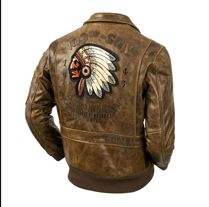 Oil waxed horseskin male pilot leather jacket, handsome and trendy new product