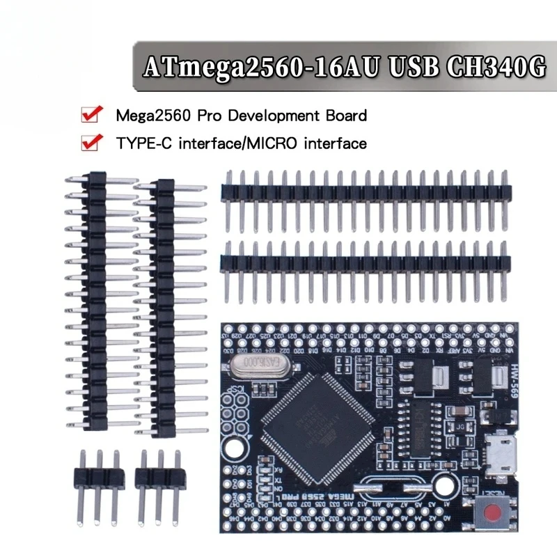 Mega 2560 PRO MINI  Micro 5V (Embed) CH340G ATmega2560-16AU with male pinheaders Compatible for arduino Mega