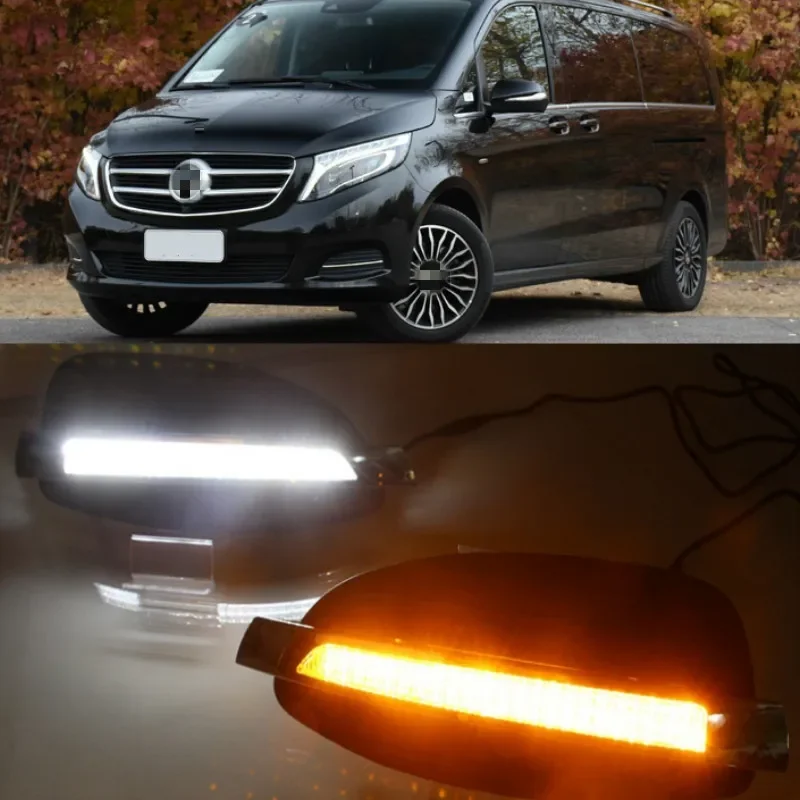 2PCS LED Daytime Running Light Car Accessories 12V DRL Fog Lamp For Mercedes Benz V-Class Vito V250 V260 2016 2017 2018