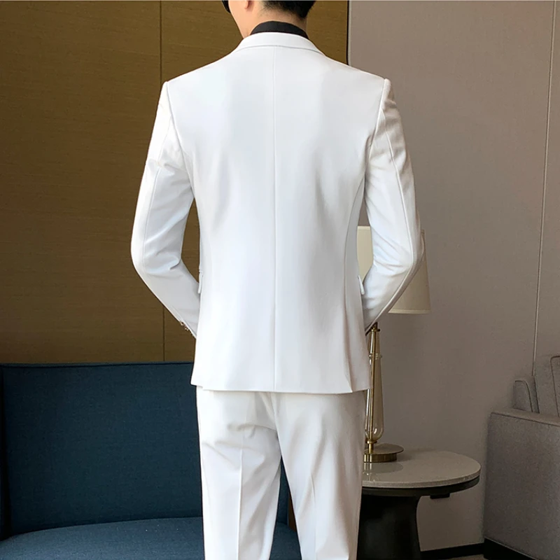 2pcs Suit Set Men\'s Single/Double-Breasted Business Suit, High-Quality Wedding Suit with Jacket and Pants