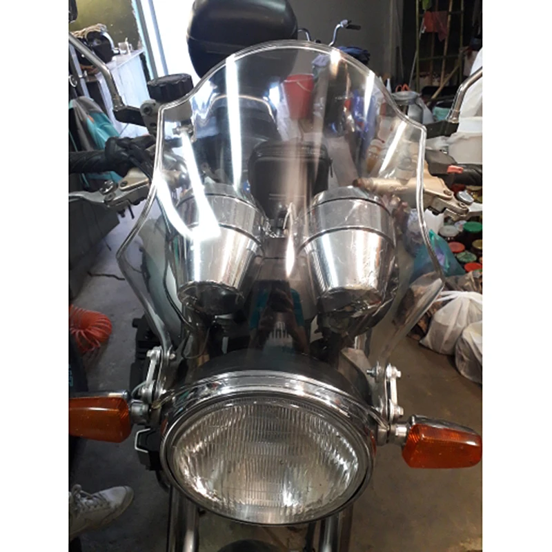Universal Motorcycle Windshield Windscreen Round Lights Street Bike Glass As For Honda Yamaha Kawasaki Suzuki Smoke