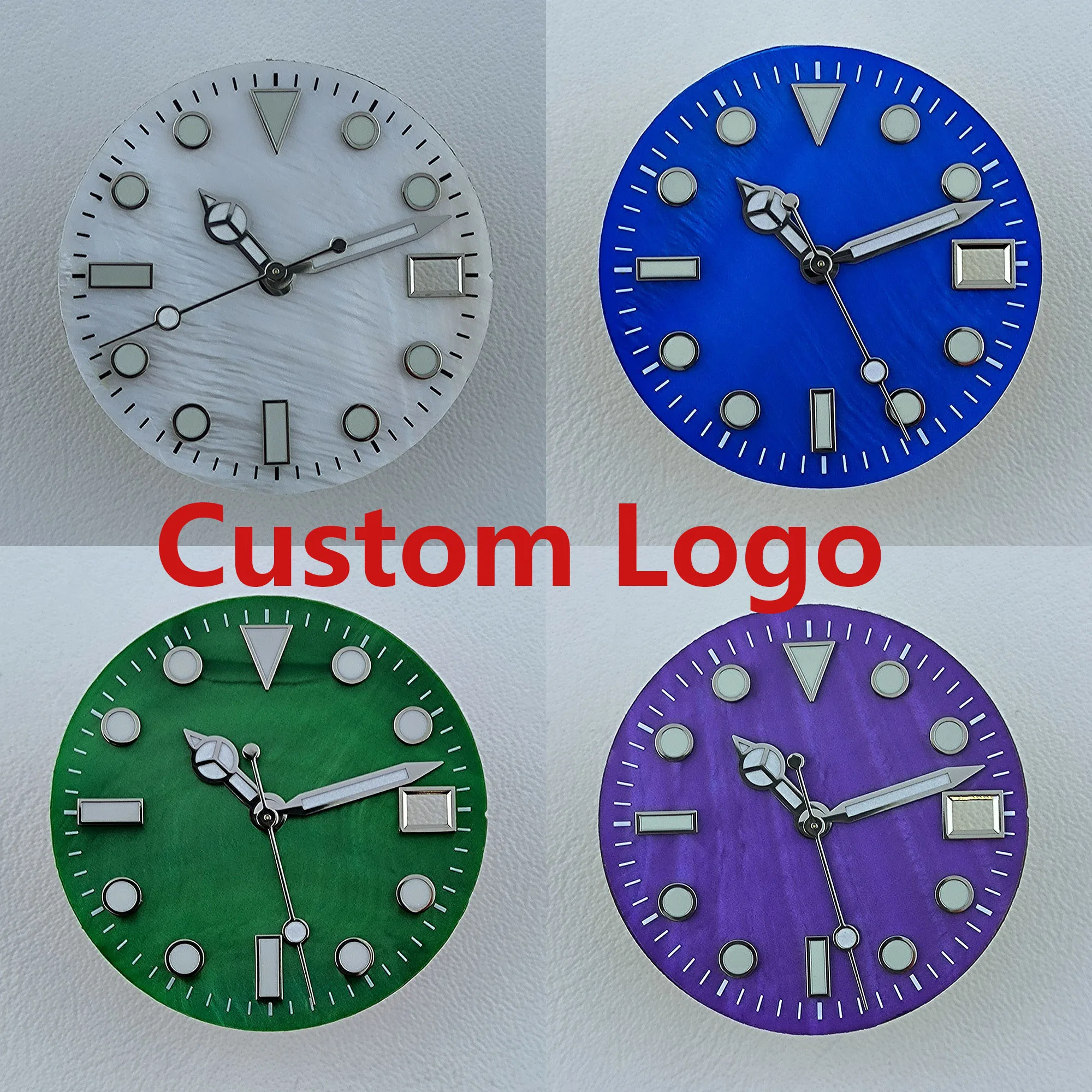 NH35 Dial 28.5mm Watch Dial Custom logo Dial Shell dial Green Luminous dial fit NH35movement watch accessories