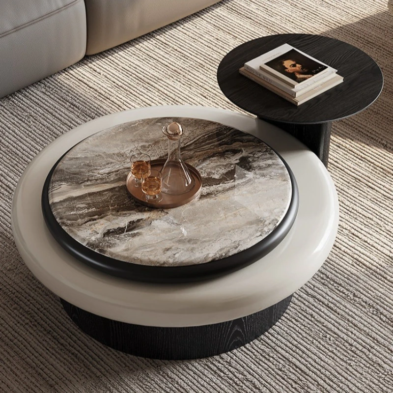 

coffee table small apartment living room home light luxury high-end sense rotatable round size combination