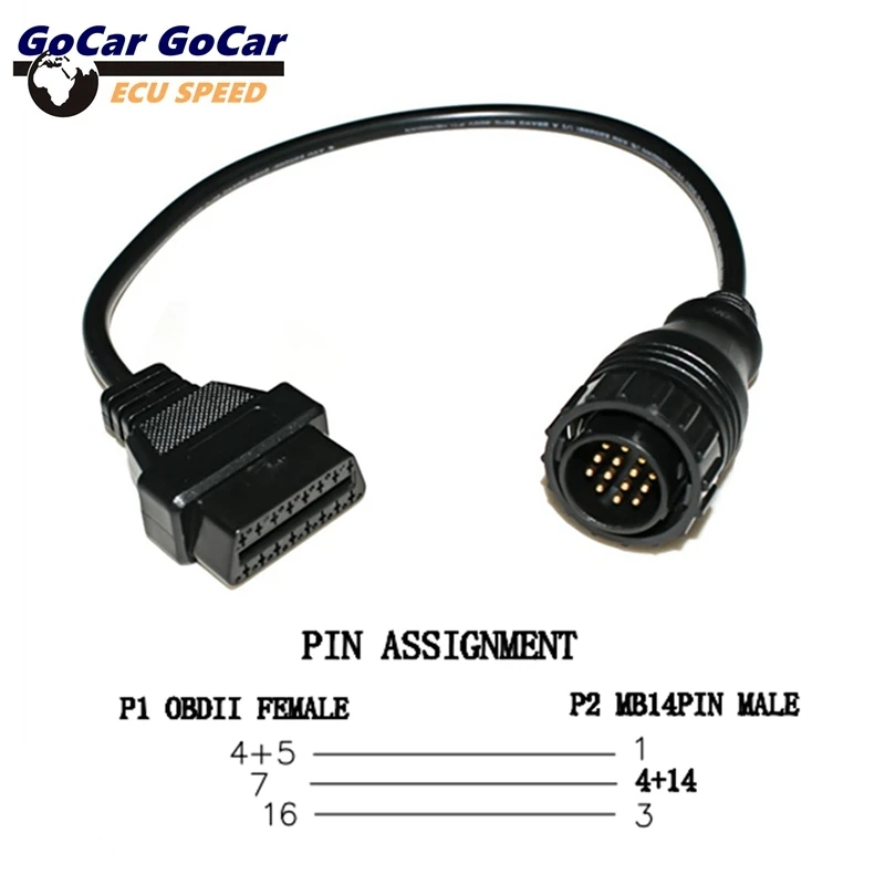 Best For Mercedes 14 Pin To OBD2 16 Pin Cable Car Diagnostic Connector Sprinter For Benz 14 Pin To 16 Pin OBD OBDII Adapter