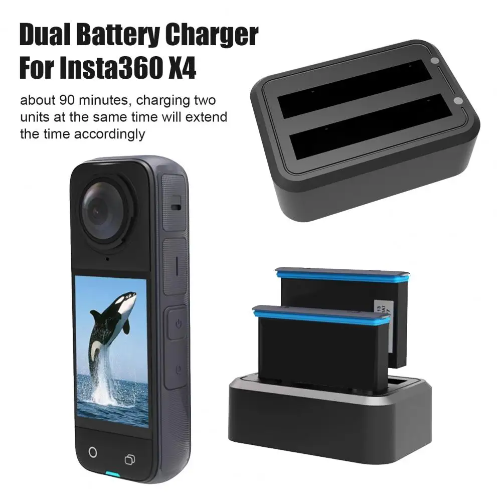 Camera Battery Charger Dock Overheat Charging Base Portable USB Dual Battery Charging Hub Station for Insta 360 X4