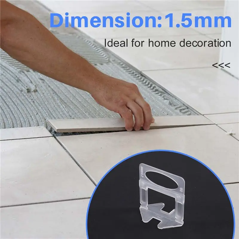 [HOT!A34R】 900PCS 1.5Mm Wall Floor Tile Leveling System Clips Spacers Straps Kit Set For Tile Laying Construction Tools