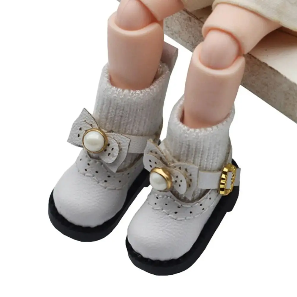 1 Pair Bow Tie Obitsu 11 Doll Boots Golden Buttons GSC 1/12 Bjd Doll Leather Shoes Ymy Mini 1/12 Bjd Doll Boots Children