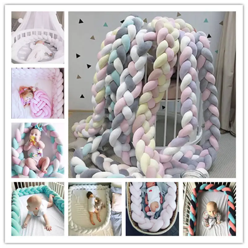 3m Baby Bed Bumper Braid Knot Pillow Cushion Bumper For Infant Cradle Crib Protector Cot Bumpers Room Decor Tresse De Lit