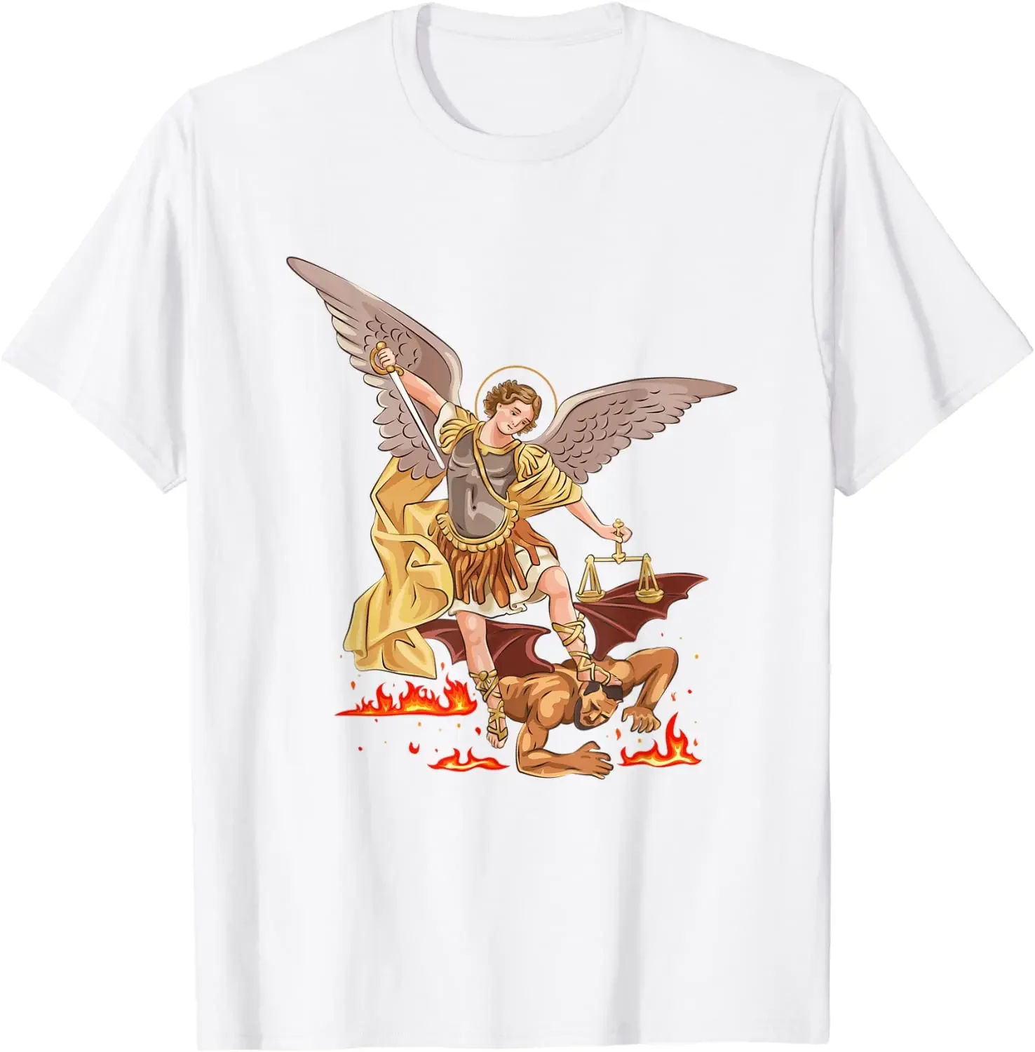 St Michael The Archangel Defend Us In Battle Men T-Shirt Short Sleeve Casual Cotton O-Neck Summer TShirt