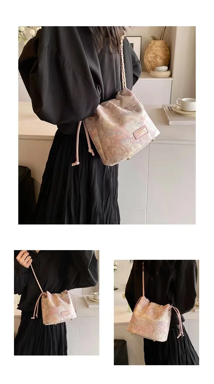 

Small bag Chinese style embroidery bucket bag niche simple high-grade sense oblique span shoulder bag