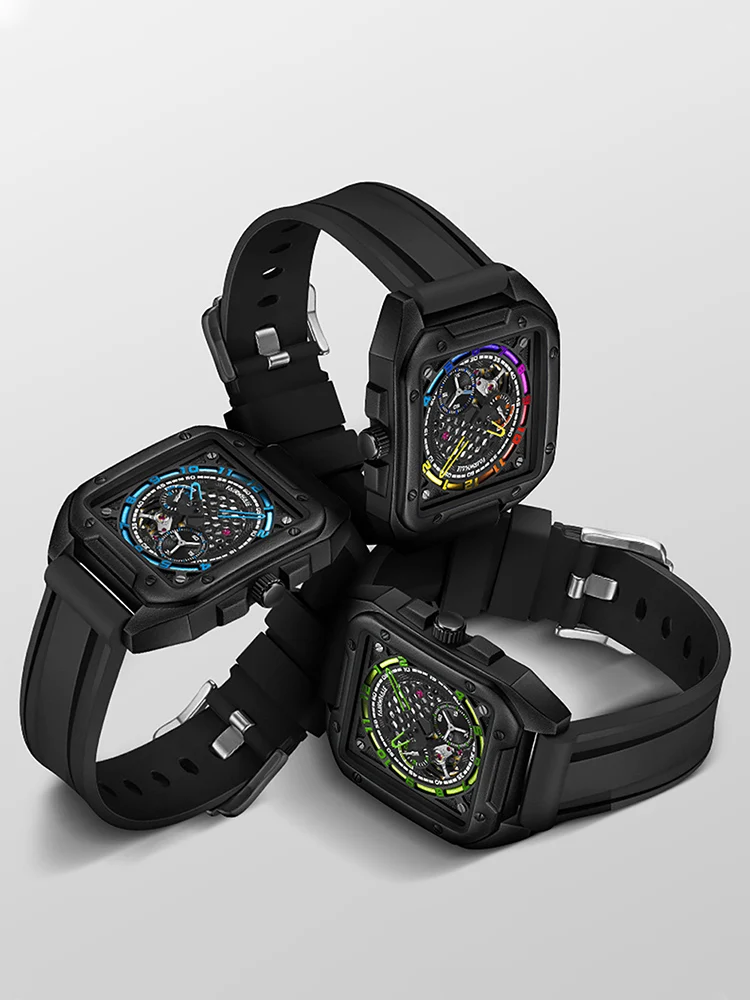 

41mm Sports Automatic Watch Elegant Man Watches Install Automatic Mechanical Movement Transparent Back Cover Man Watch