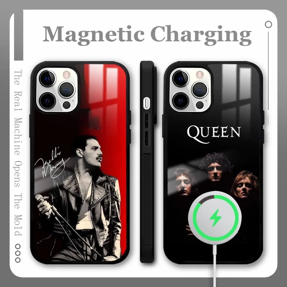 Queen F-Freddie Mercury Phone Case For iPhone 16 15 14 13 12 11 Pro Max Plus Mini Magnetic Magsafe Wireless Charging Cover