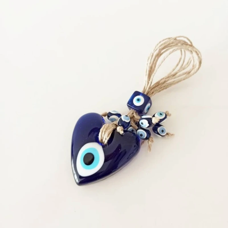 Blue Turkish Evil Eye Lucky Pendant Hand Woven Rope Chain Car Ornament for Home Living Room Wall Hanging Decoration Amulet Gift