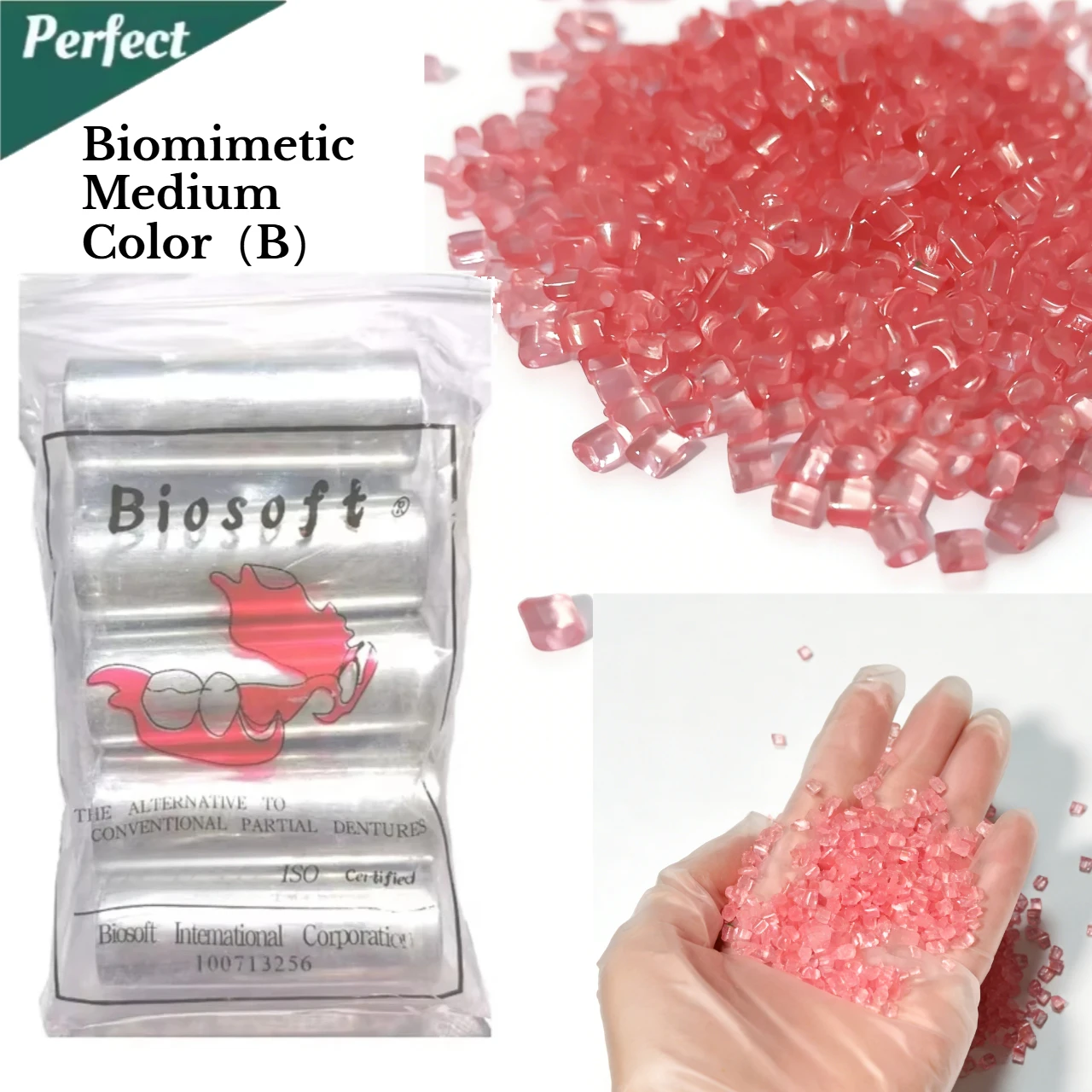 

Dental Lab Flexible Partial Bio Invisible Denture Material Pink Acrylic with Streak B Color Dentist Materials