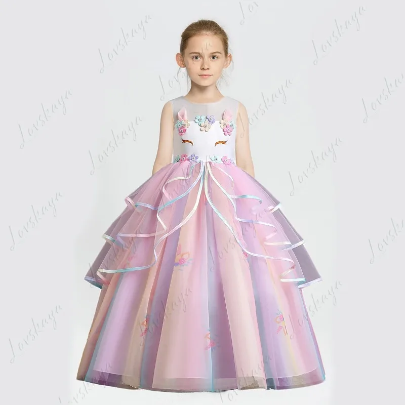 فستان بناتي فستان الأميرة للأطفال فستان زفاف منفوش لفتاة الزهور زي الأداء