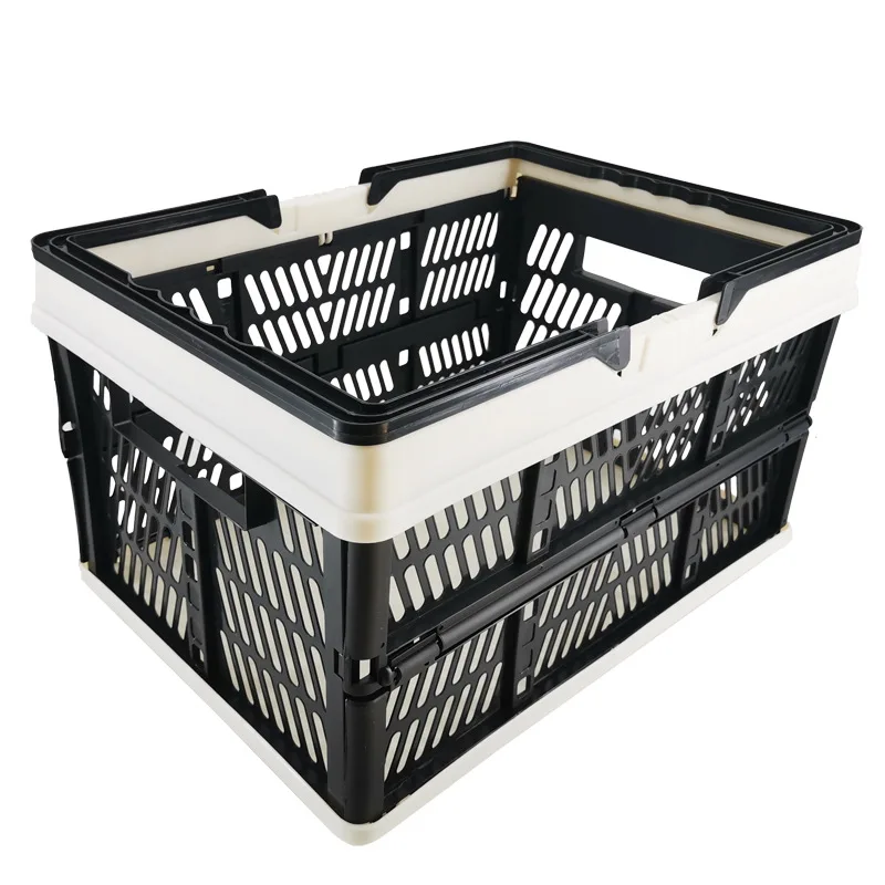 Colorful Design Easy Storage And Use Plastic Folding Storage Basket/Collapsible Shopping Storage Basket With Handle