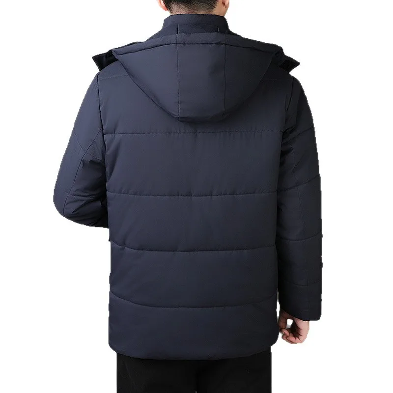 Men's Fleece-Lined Thickened Cold-Resistant Cotton-Padded Jacket Warm Outerwear for Middle-Aged And Elderly Comfortable Coat