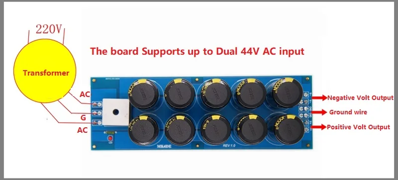 DIY KITS HIFI Stereo Power Supply Board 63V 10000Uf X10 Unterstützung Dual AC 44V eingang