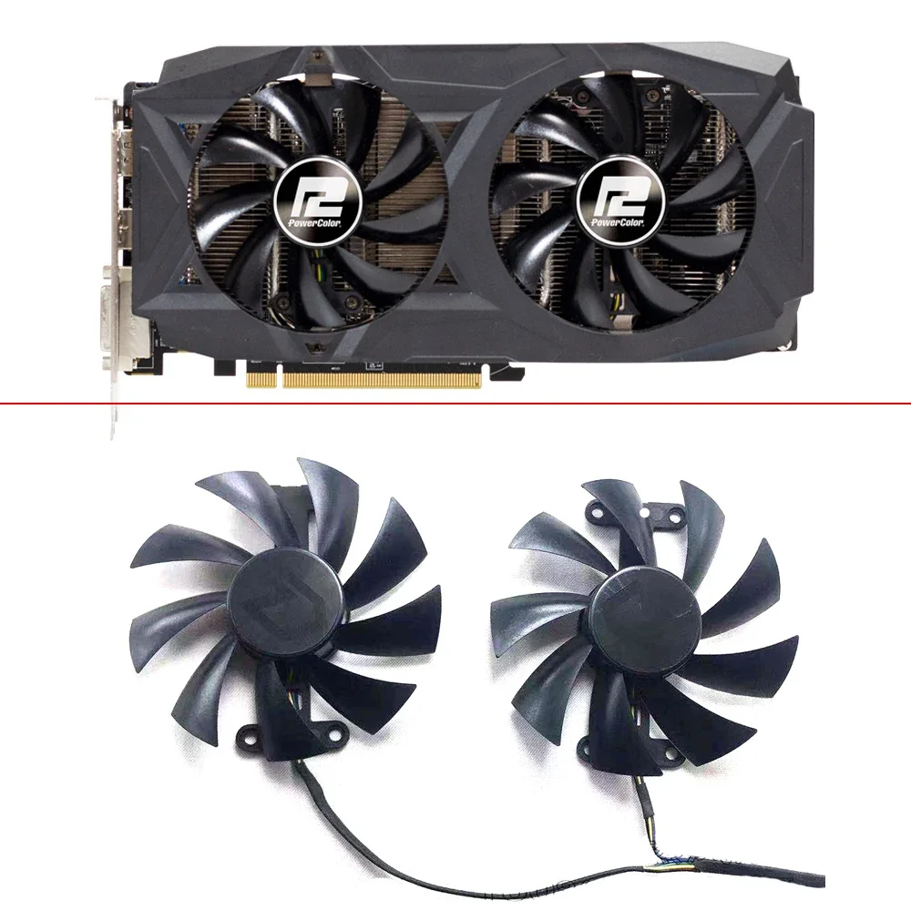 2PCS NEW PLA09215B12H 85MM 4PIN Cooling Fan for Powercolor RX 580 Dragon Red 8GB Graphics Card Fan Replacement GPU