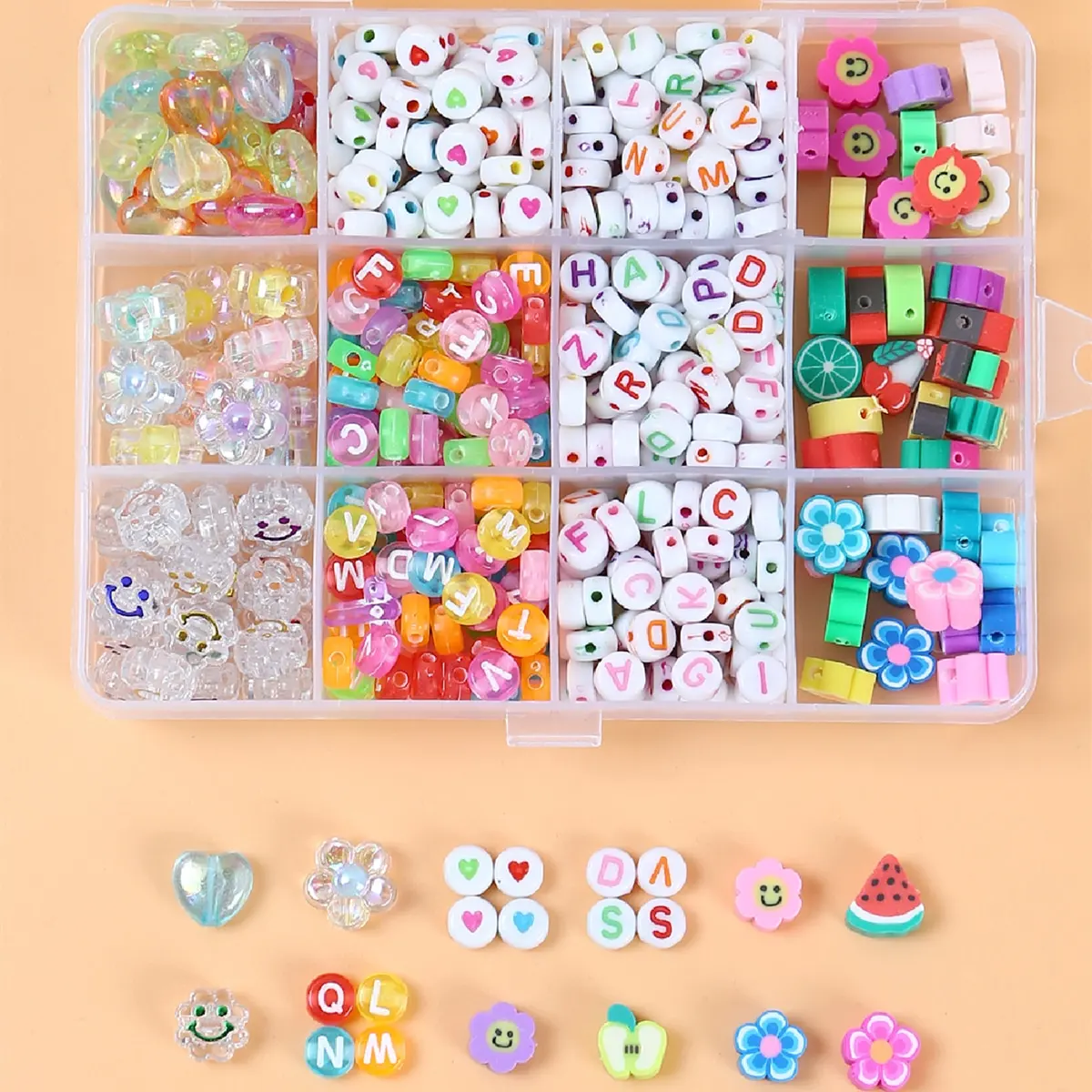 1 set star flower letter heart smile face beads for jewelry making kit
