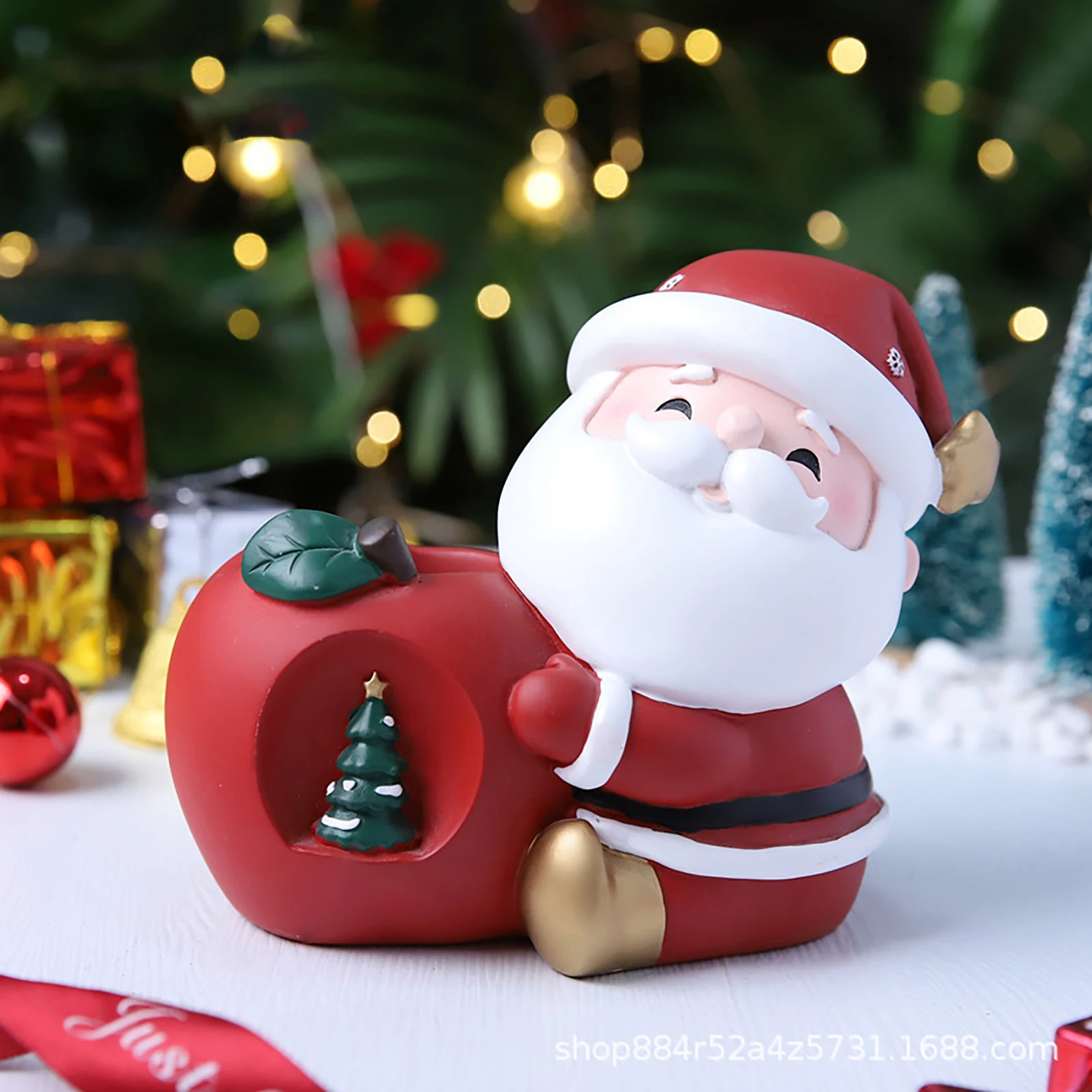 

Christmas Santa Claus Pen Holder Creative Resin Mini Piggy Bank Merry Christmas Decoration New Year Semester Gifts for Kids