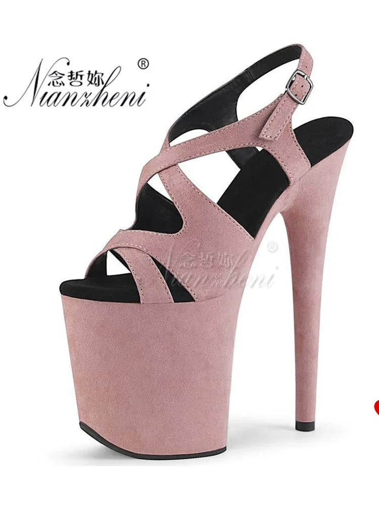 Gothic High Stripper Heels 20CM Open Toe Platform Sandals Women's Exotic Pole Dance Shoes 8 Inch Fetish Crossdresser Sexy