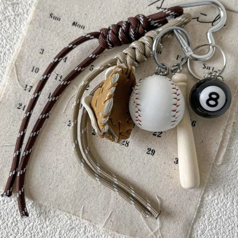 Original Designed Baseball Keychain Nylon Woven Rope Pendant DIY Trendy Heart Mixed Bag Phone Decor Handmade Women Girl Gift