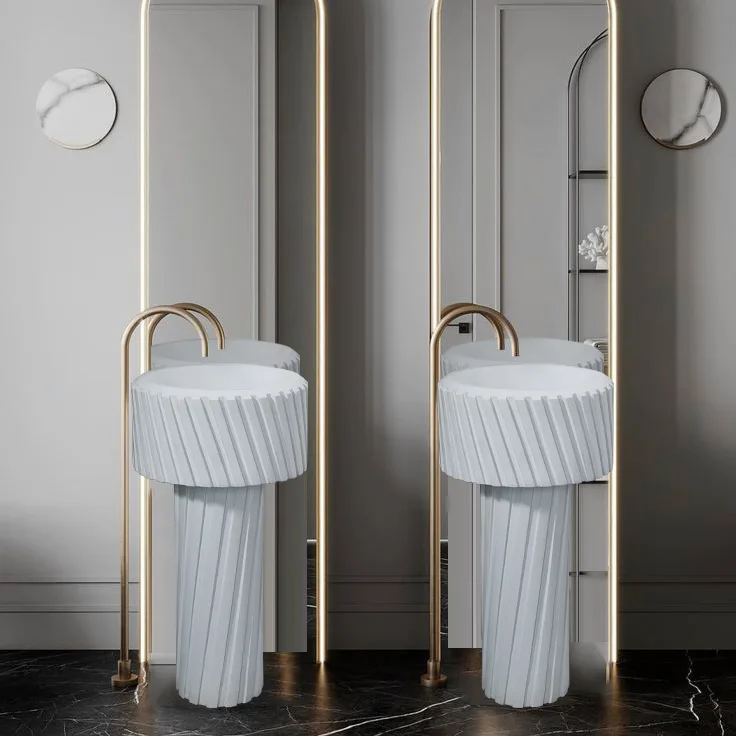 XL Artificial Stone Floor-Standing Bathroom Sink Freestanding Wash Basin