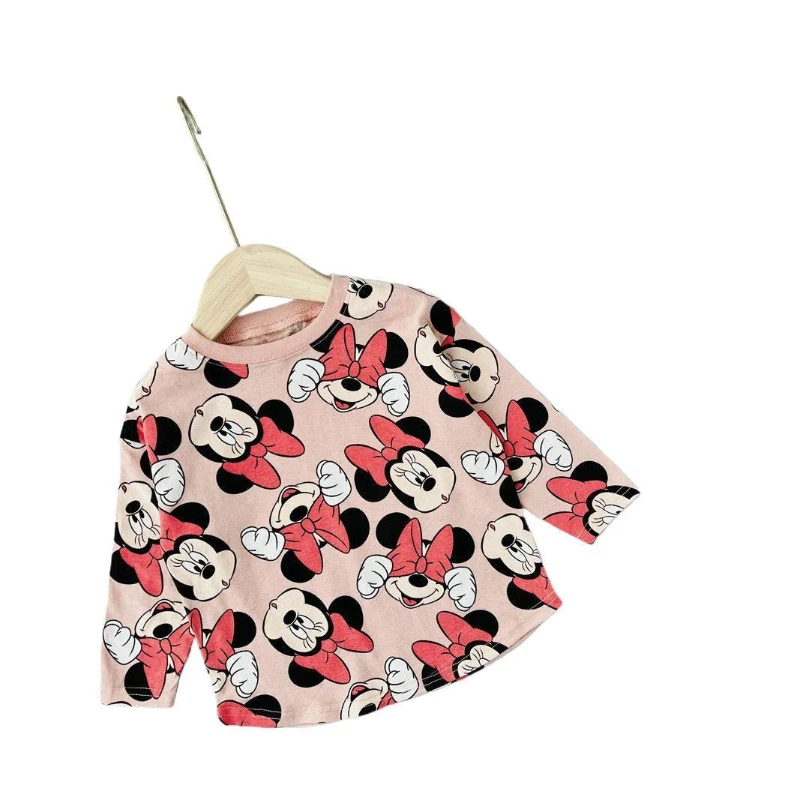 

Cartoon All-Over Print Tee, Kids Loose Fit Long Sleeve Base Layer Top Unisex Thin Spring Shirt Versatile New Arrival