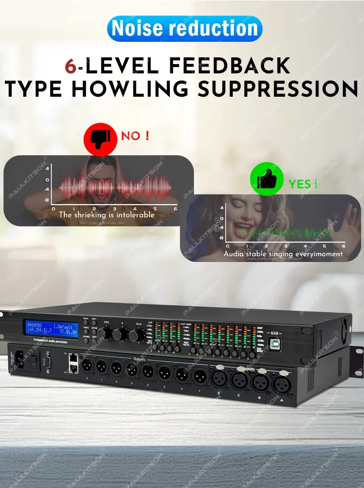 Paulkitson PX48 Digitaler Audio-Prozessor Driver Rack 4-Eingänge 8-Ausgänge 96K DSP FIR Lautsprechermanagementsystem für Live-Bühnenevents – Detail 13