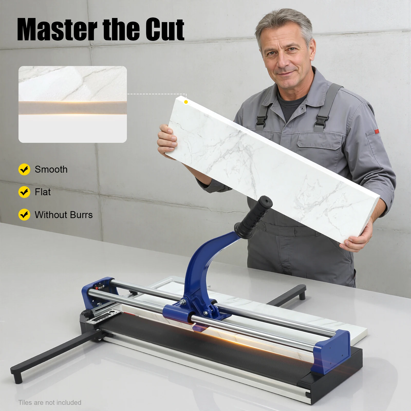

60cm/80cm Manual Tile Cutter, Infrared Positioning Dual Rail Tungsten Alloy Cutting Wheel, 0-90° Adjustable Cutting Machine