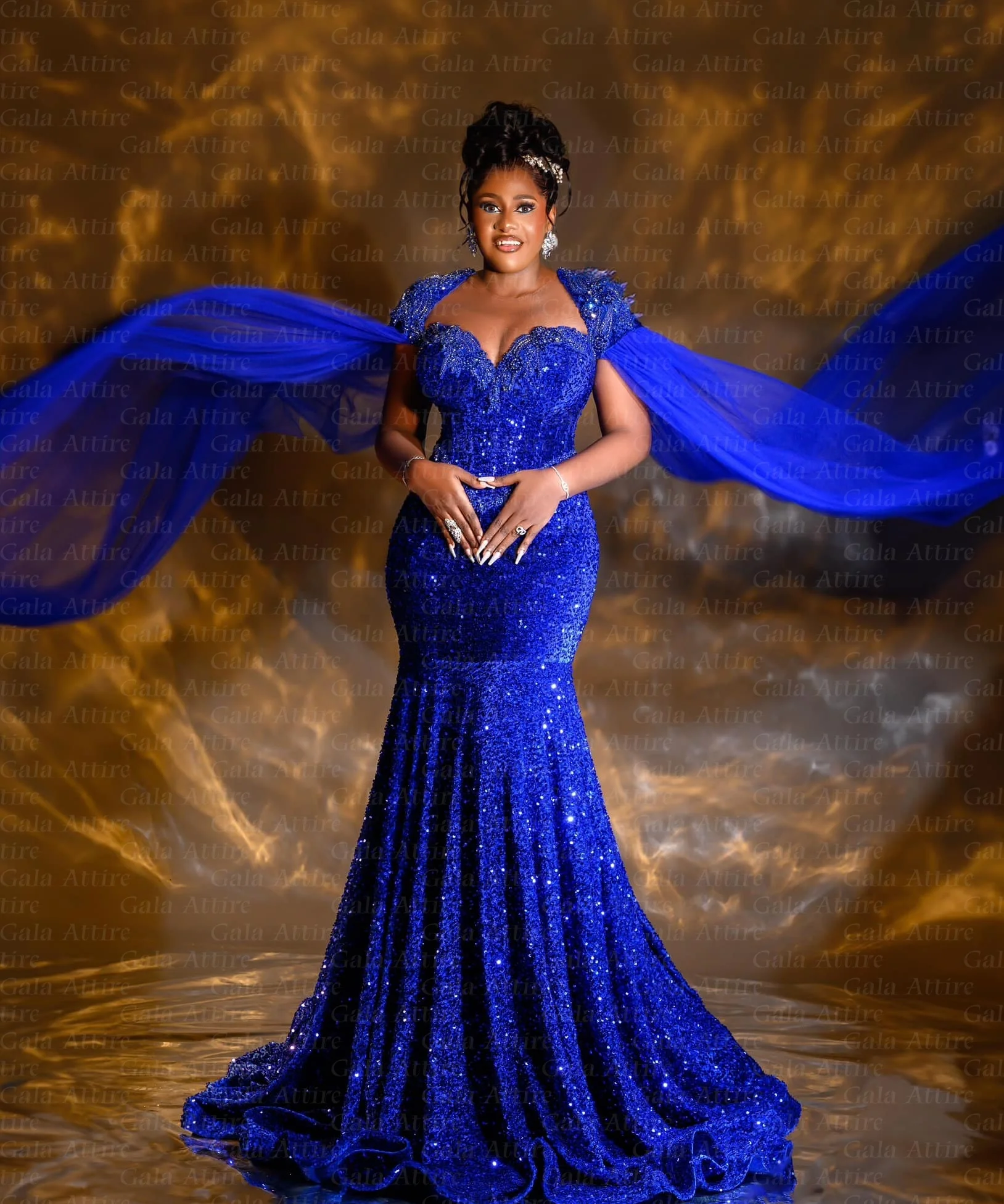 Customized Royal Blue Sequins Evening Dress Glitter Beaded Lace Birthday Dress Black Women Formal Gown Robe De Sorrie