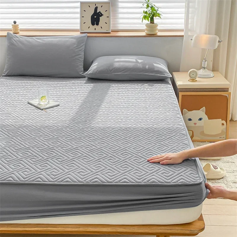 Waterproof Thicken Mattress Cover Pad Protector Washable Jacquard Fitted Sheet Latex Mat Bed Cover