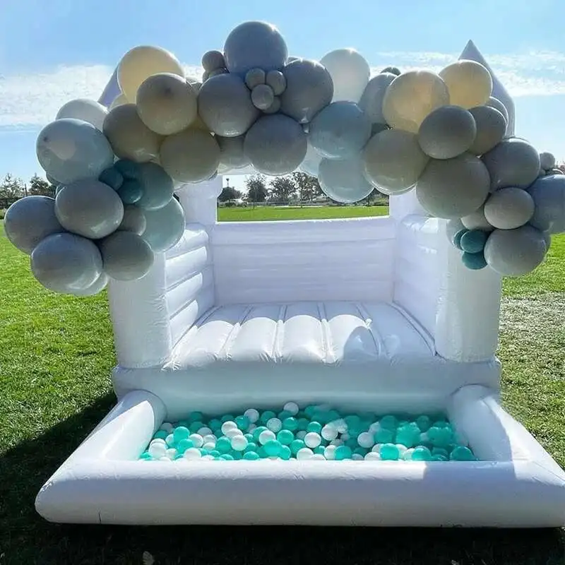 Mini Kids Moon 8X10ft Commercial Bouncy Castle Iatable Bouncer Toddler White Wedding Bounce House With Ball Pit