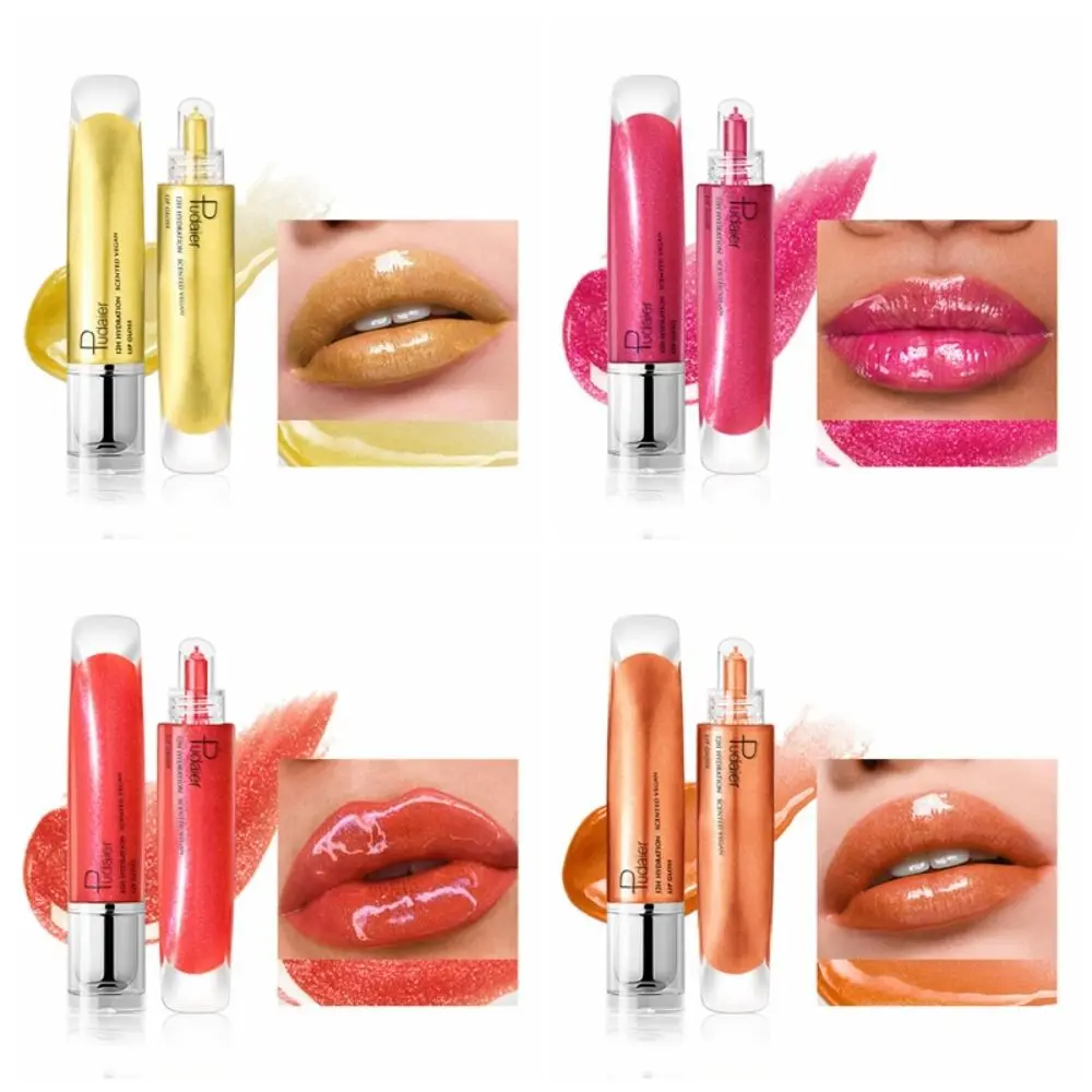 กระจกแบบพกพา Pearlescent Lip GLOSS Waterproof Moisturizing Lip Glaze Sweatproof Fine Shimmer Liquid ลิปสติก Make Up