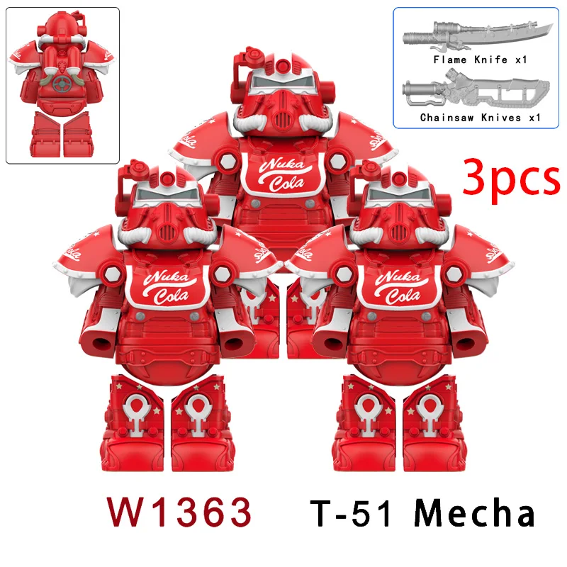 MOC – soldats d'armure militaire T51, jeu Mecha, Mini Robot, modèle assemblé, blocs de construction, figurines d'action, briques en plastique pour enfants, jouet