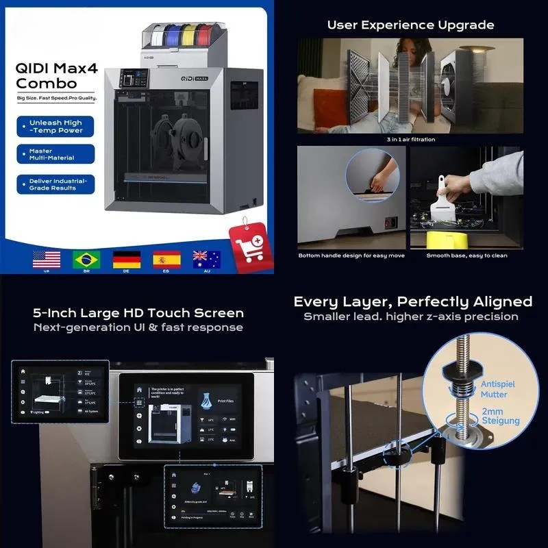 2026 hot sale for QIDI MAX4 Combo CoreXY 3D Printer Industrial Large Scale High Speed Enclosed Chamber Engineering Filament
