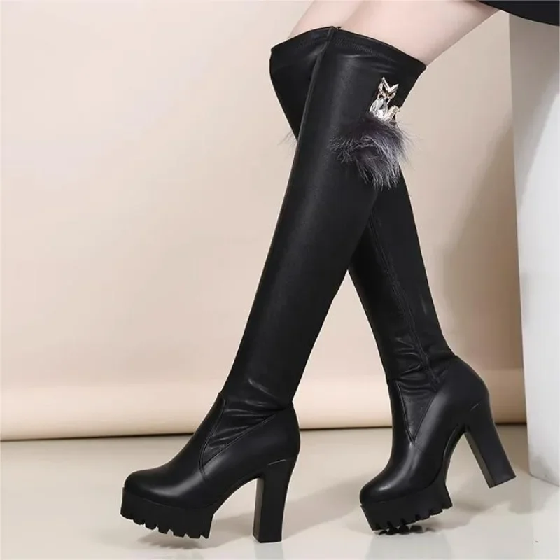 Sexy Thigh High Boots Women Autumn Winter Elastic Over The Knee Boots for Women Black Heels Long Shoes Zapatillas De Mujer