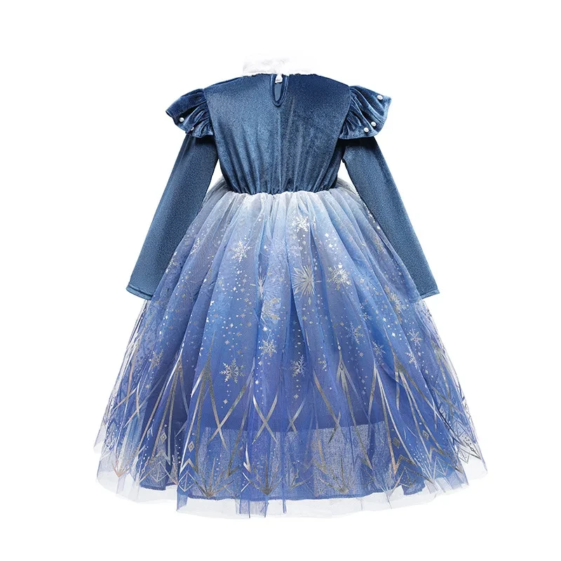 Snow Queen Girls Dress Fancy Vestidos Birthday Carnival Fancy Party Disguise Princess Elsa Performance Dresses