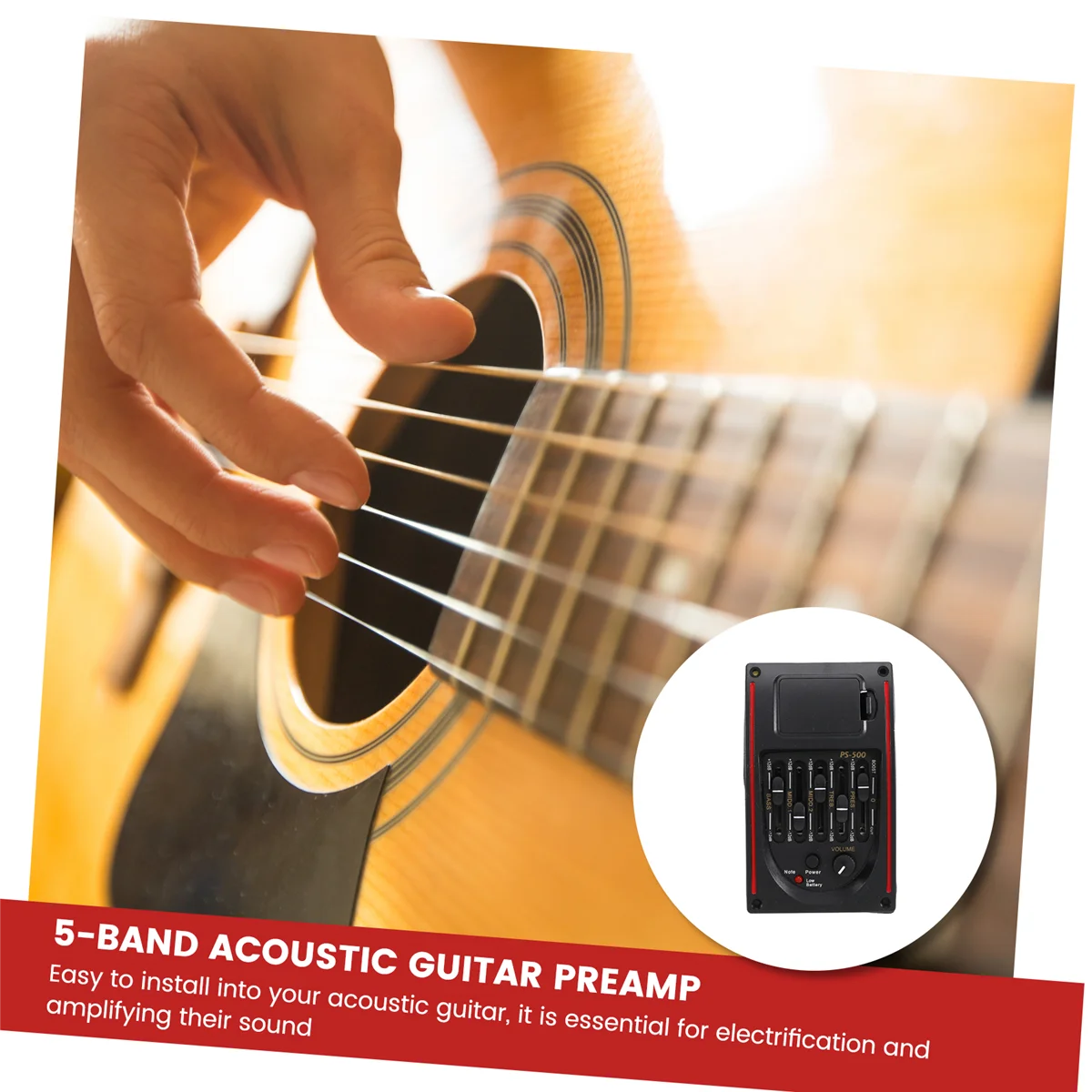 SMIEA Controlli tono a 5 bande Equalizzatore EQ Sintonizzatore PS-500 Chitarra acustica a 5 bande EQ Preamplificatore Equalizzatore Pickup Chitarra acustica
