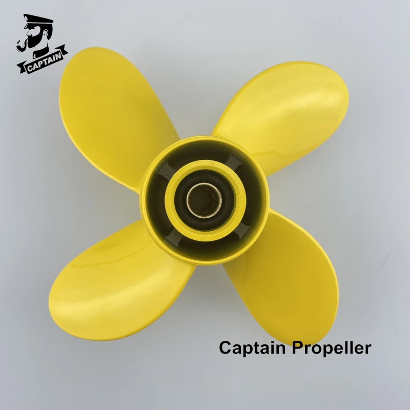 Captain Marine Boat Propeller 9 1/4X10 Fit Yamaha Honda Outboard Engine 8HP 9.9HP 15HP 20HP Aluminum Propeller 8 Spline 4 Blades