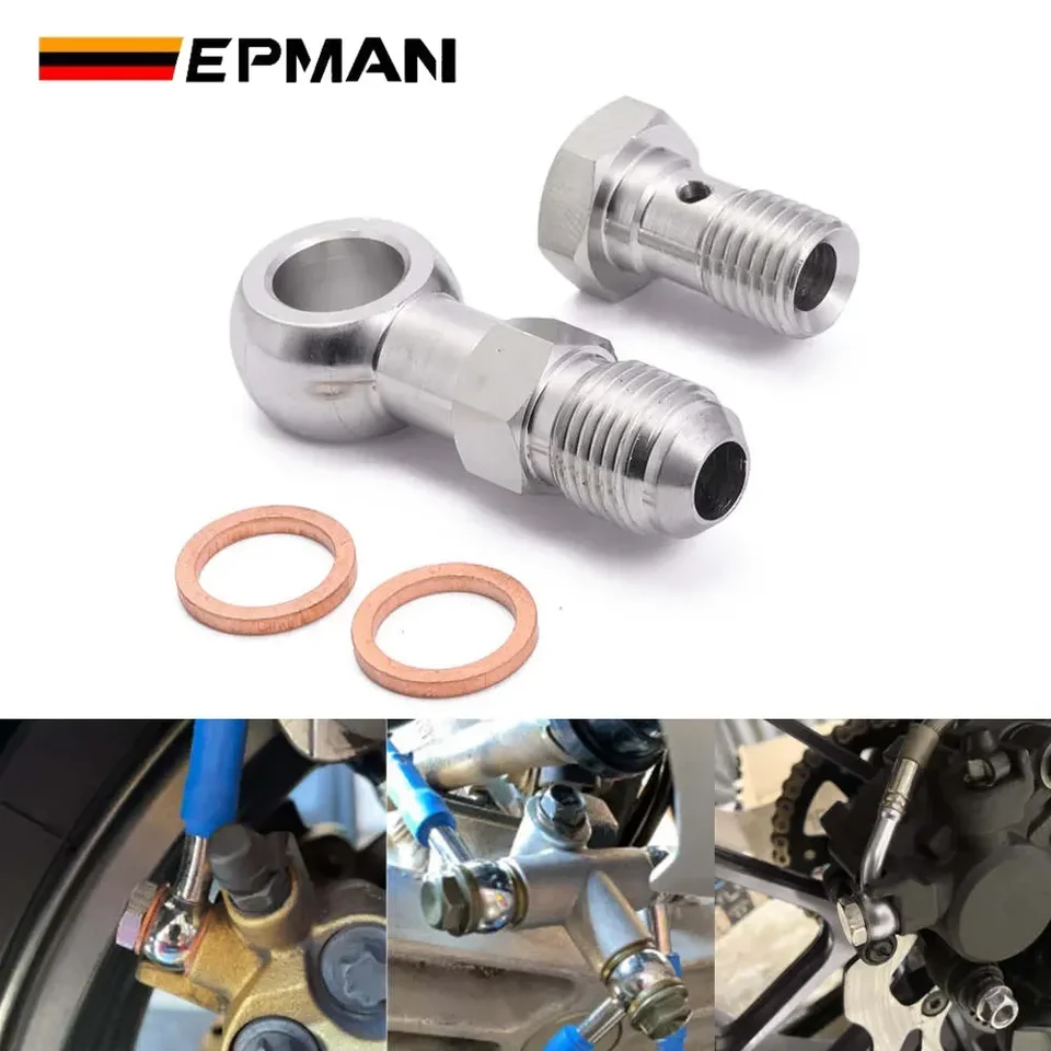 X AUTOHAUX Boulon Banjo Double AN3 Filetage Turbo Frein 30mm Avec Rondelles - Acier Inox