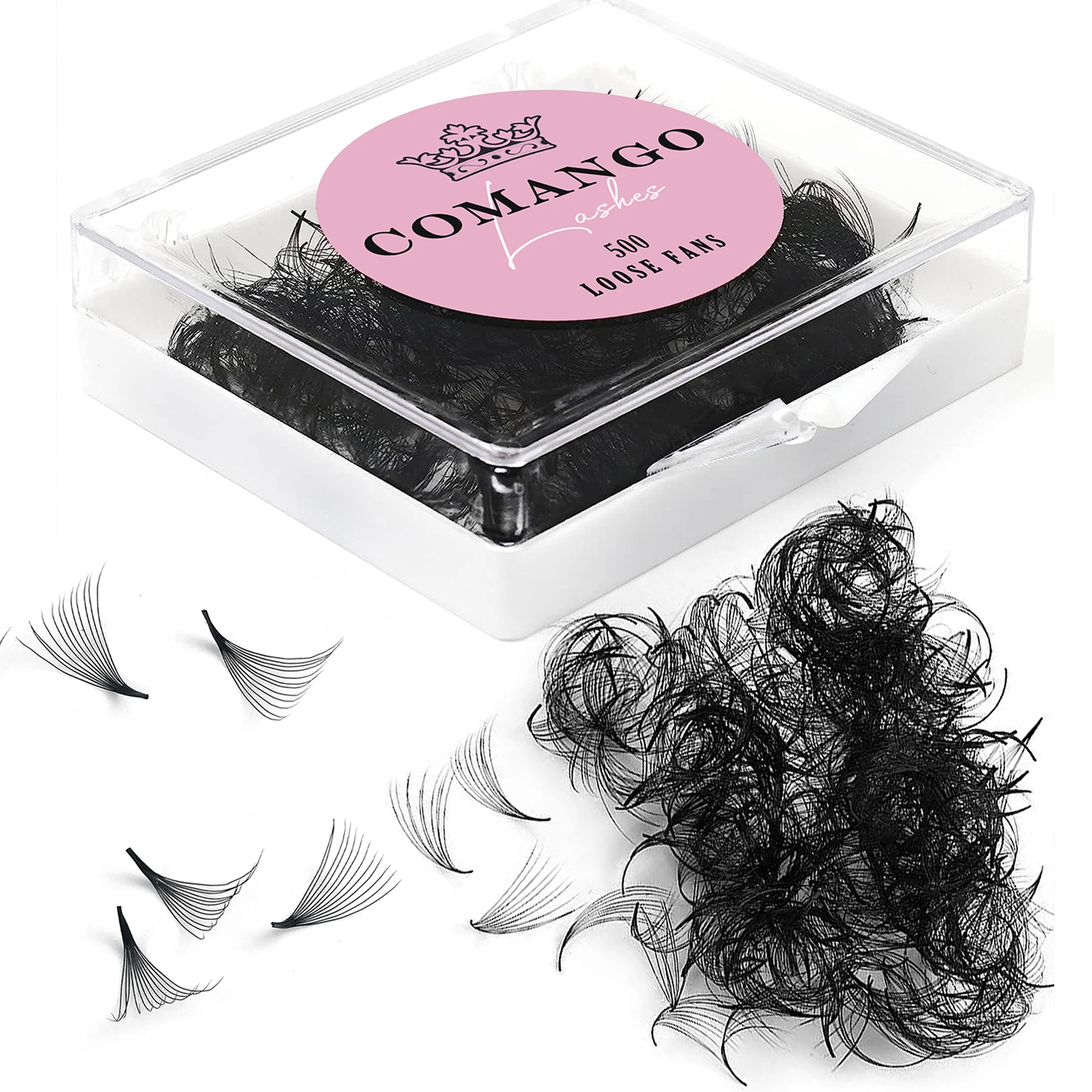 CoMango Loose Premade Volume Fans 3D/6D/10D/12D/14D/16D Thin Pointy Stem Eyelash Extensions Promade Cluster Lash Faux Mink