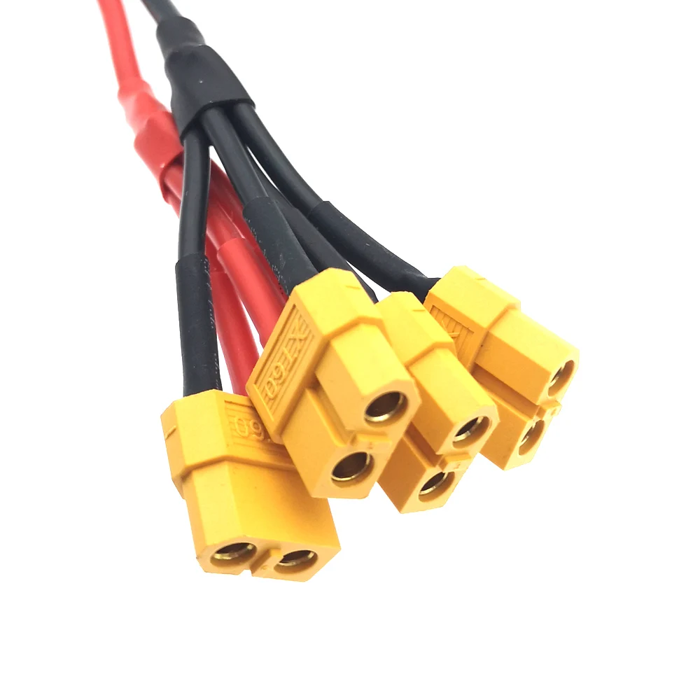 XT60 Parallel Battery Connector 1 Male to 4 Female Cable Dual Extension Y Splitter Silicone Wire for Increase battery capacity