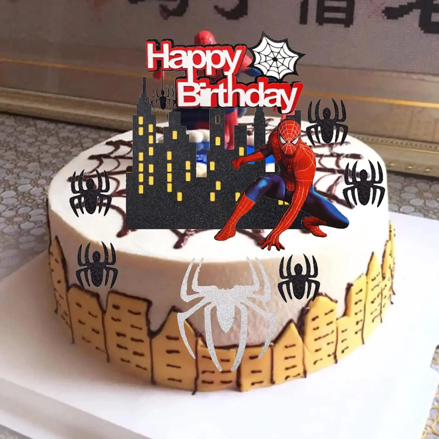 Spiderman Birthday Theme Superhero Cake Decorations Boys Cake Topppers for Kids Birthday Party Baby Shower Supplies Gifts