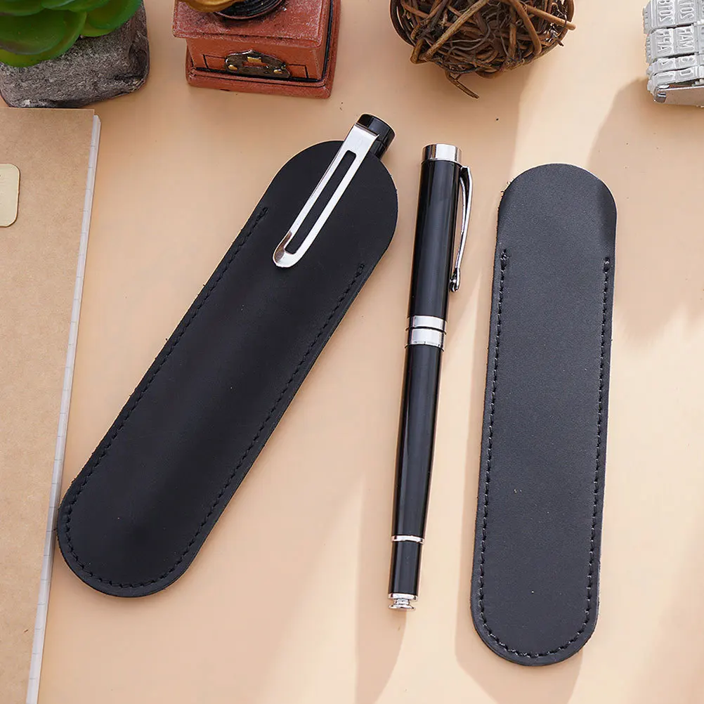 

Pen Pouch Holder Black Small Size Handmade Retro Fountain Pen Case Pencil Bag for Office University Use