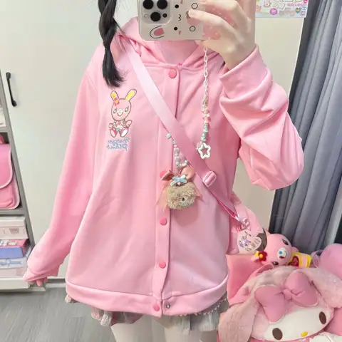 Japon Karikatür Mp Nakış Kız Giyim Jojifuku Sevimli Kapüşonlular Kadın Sonbahar Yeni Tüm Maç Tek göğüslü Hırka