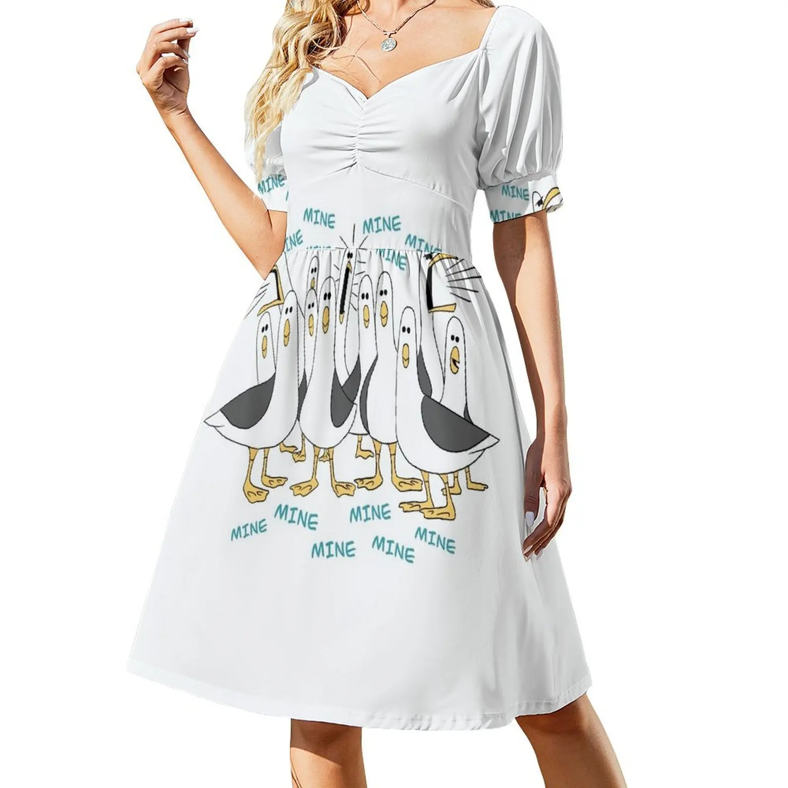 

Mine seagulls Short Sleeved Dress summer dress daily dresses korean style festival outfit women Dress